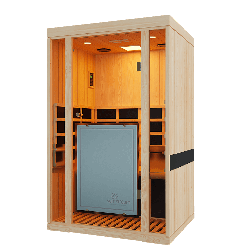 2 person modern infrared sauna with LED lighting
