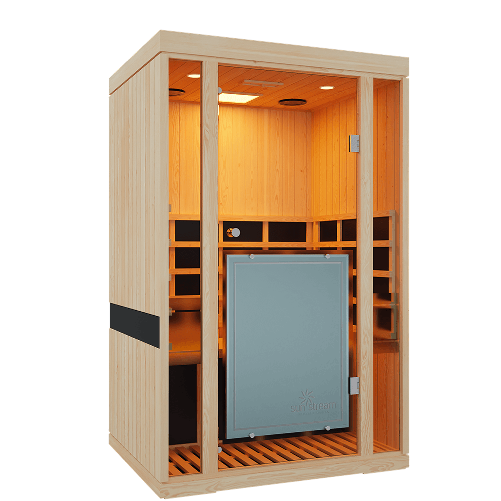 Front left view of 2 person infrared sauna
