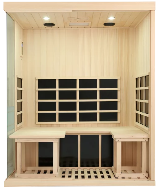 Inside open view of Evolve 30 3 person sauna 